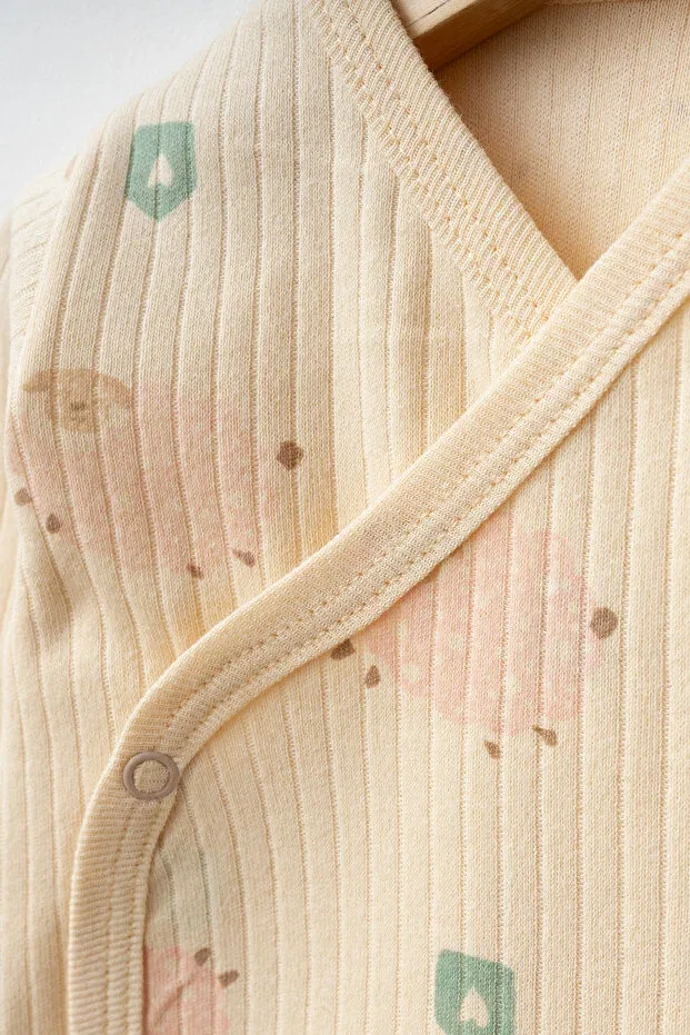 Детский комплект для новорожденных с принтом Animal Print Yukobaby Bebeğiniz Için En Doğalı, Beige — фото 3