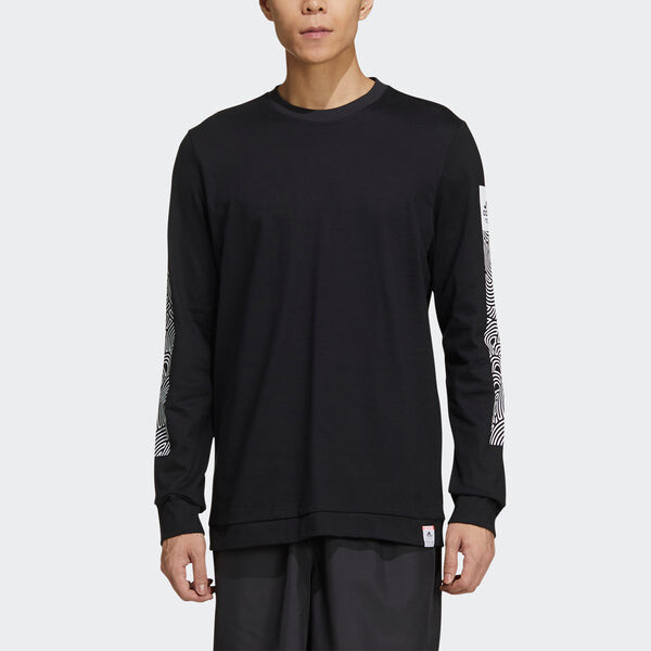 Футболка adidas x Takahashi Riko Crossover Ls Tee M Hiroko Geometry Printing Loose Sports Long Sleeves Black, черный — фото 3