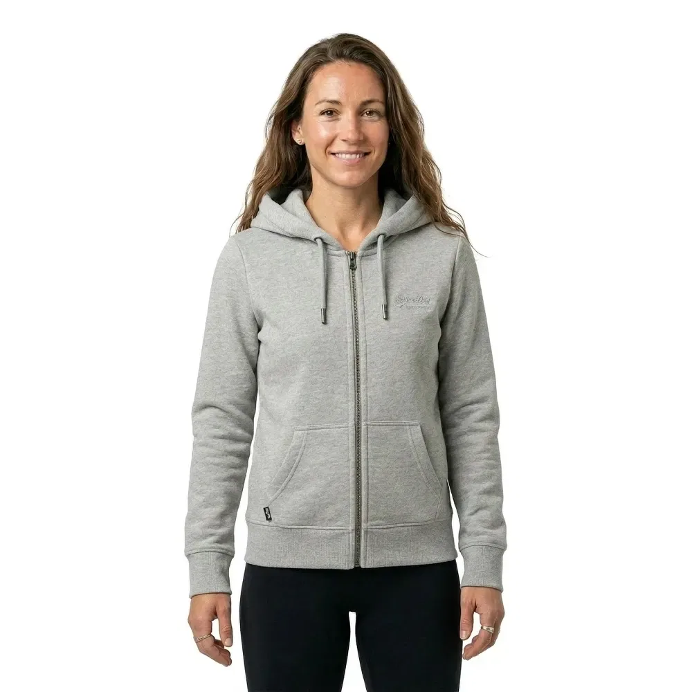 Худи на молнии Superdry Essential Logo, серый — фото 3