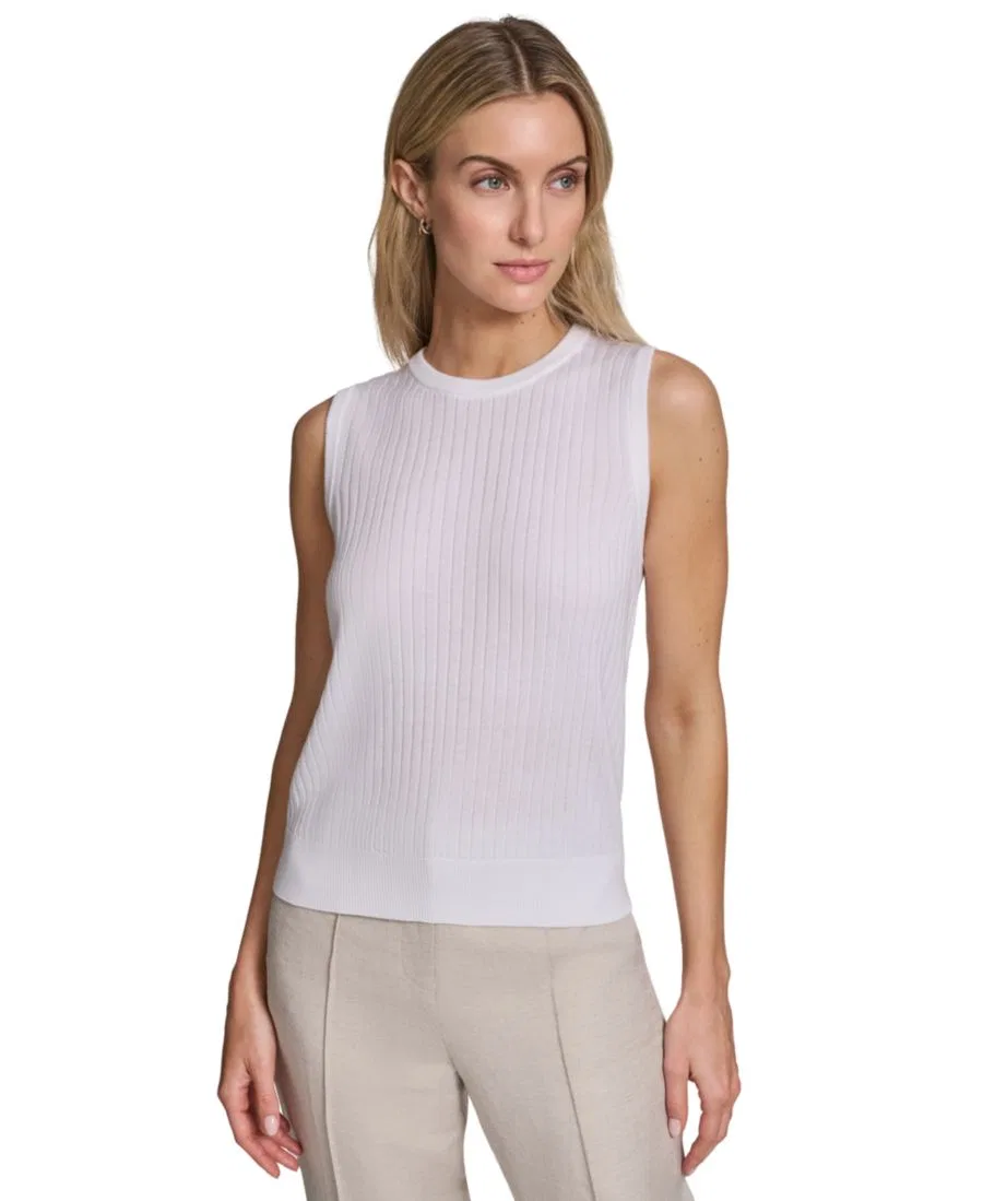 Женский топ без рукавов с круглым вырезом Calvin Klein, White