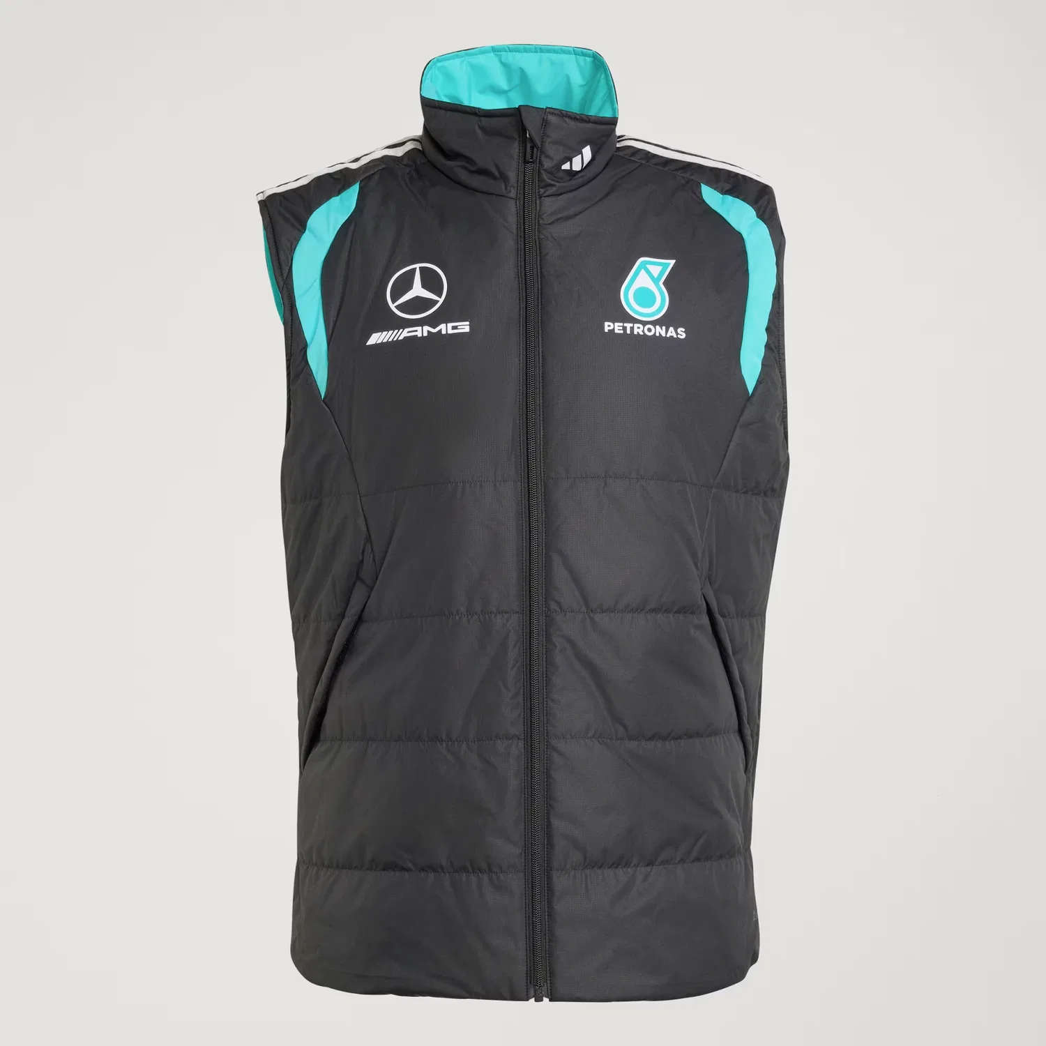 Мужской жилет с зональным утеплителем Mercedes-AMG Petronas Formula 1 Team Mechanics Adidas Performance, черный/серый — фото 4