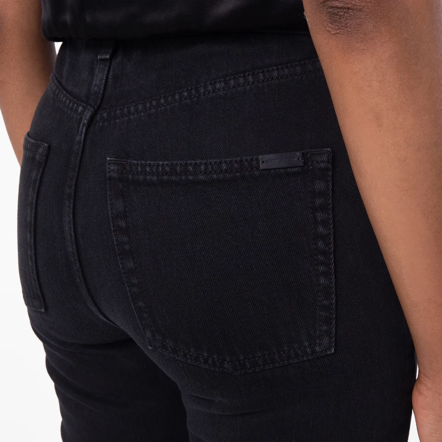 Джинсы Saint Laurent Slim-Fit Cotton Denim Jeans, Plain Carbon Black — фото 2