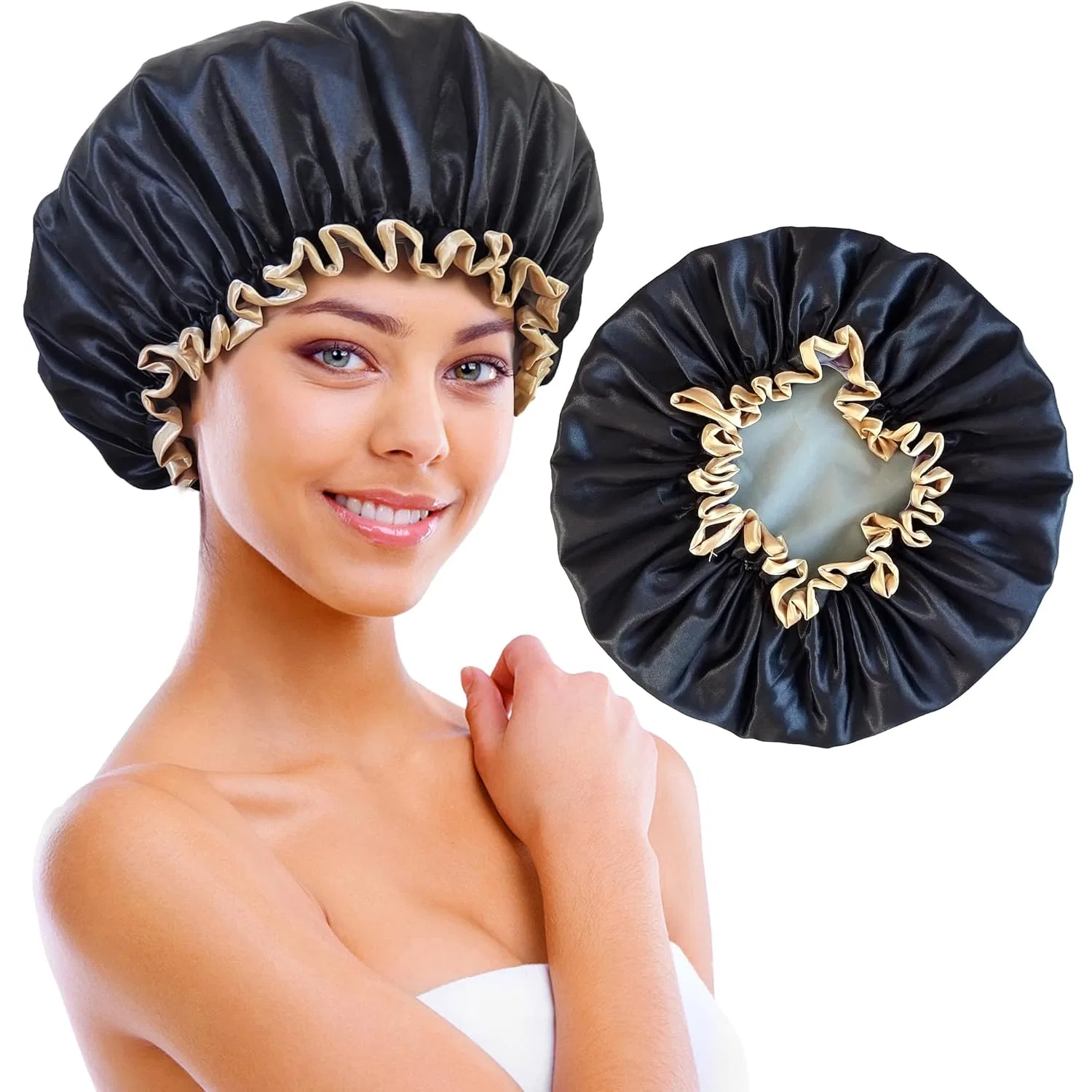 Шапочка для душа двойная, Choshion, черный