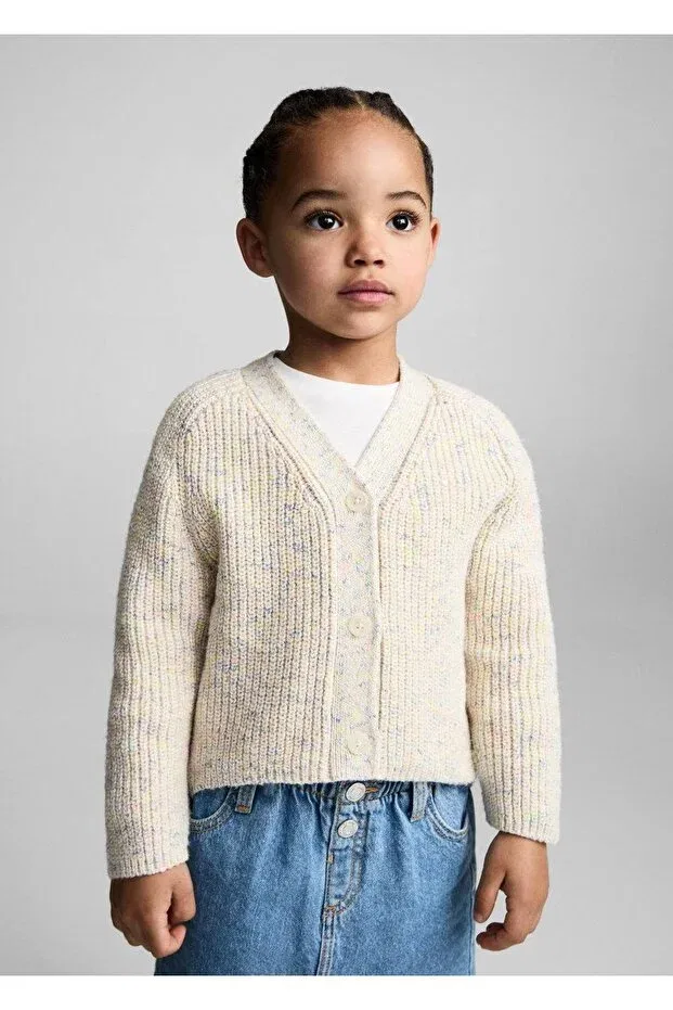 Детский кардиган с узором Mango Baby, Ekrü