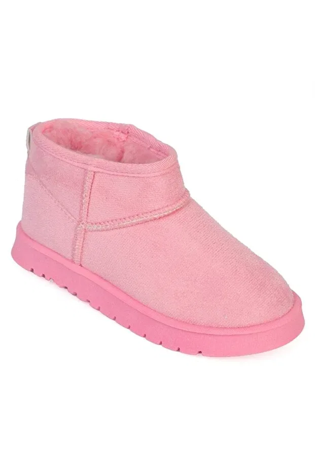 Детские ботинки для девочек с мехом Capone Outfitters, Suede Pink — фото 2