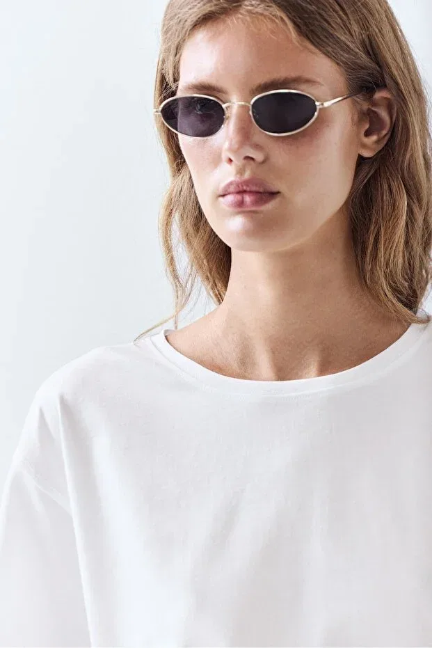 Женская хлопковая футболка с коротким рукавом Massimo Dutti, White — фото 3