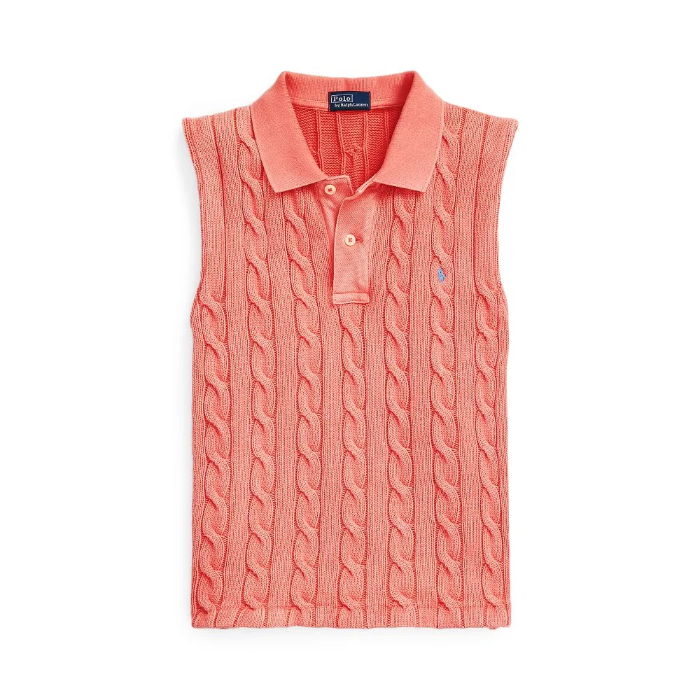 Женский свитер с косами Polo Pony Polo Ralph Lauren, Rubies Coral Powder