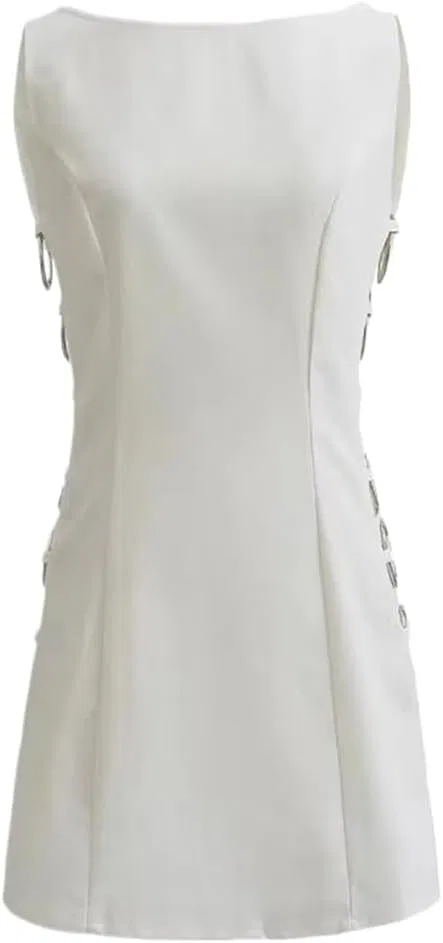 Женское мини-платье с вырезом на спине Sleeveless, Ivory