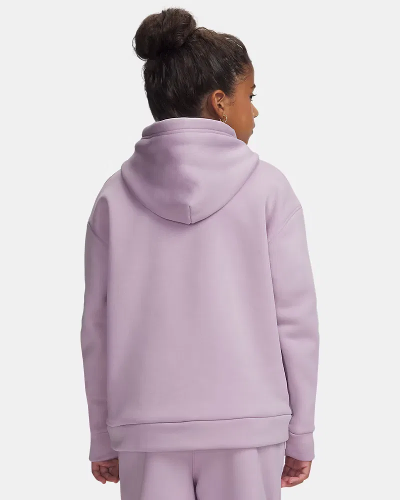 Детское худи с начесом и кенгуру-карманом Armour Fleece UnderArmour, Mauve Pink — фото 2