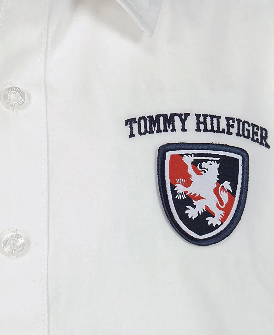 Детская рубашка с коротким рукавом и логотипом Tommy Hilfiger, Fresh White — фото 4