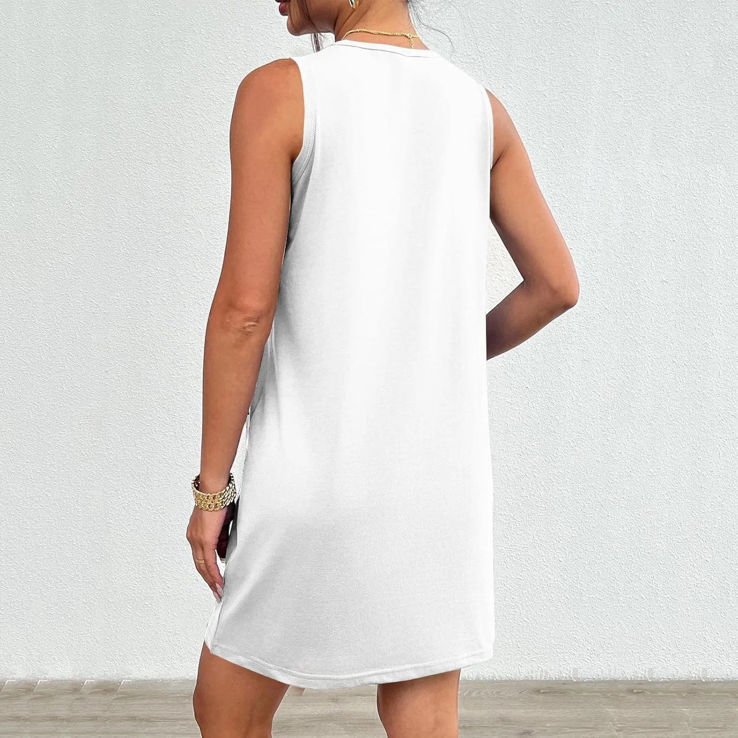 Женское мини-платье на бретелях с вырезом лодочка Summer Beach, White — фото 4
