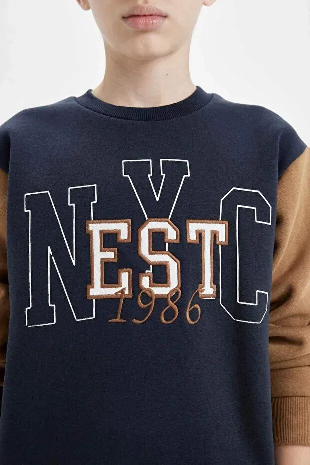 Детские свитшот для мальчиков с принтом Defacto, Navy Blue — фото 4