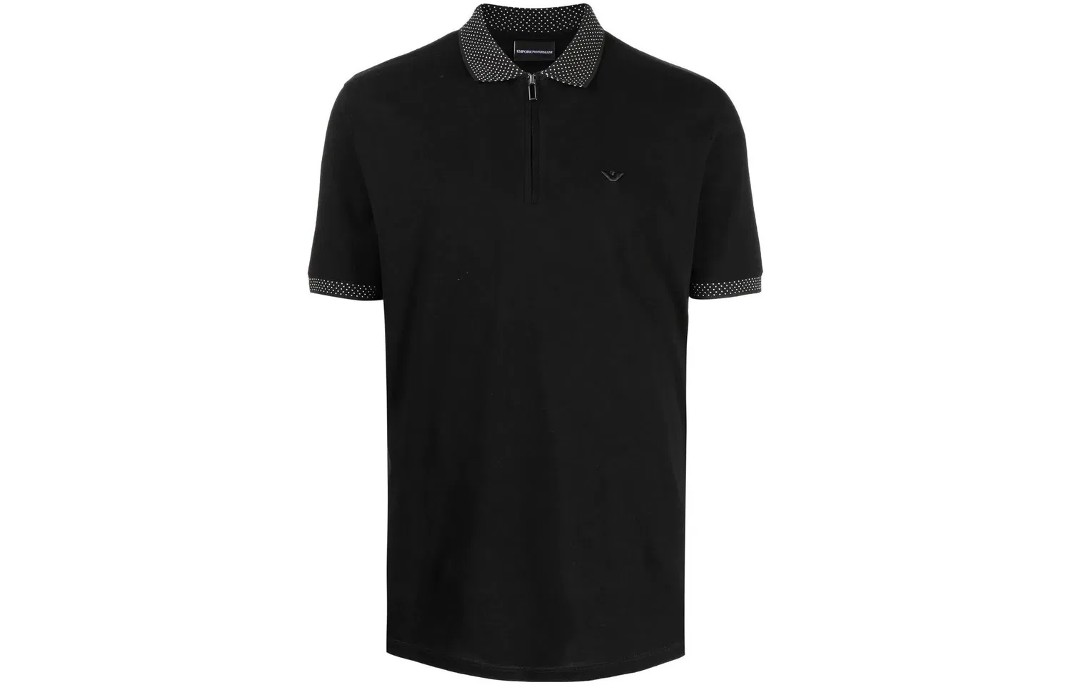 Поло мужское, классический воротник, прямой крой, EMPORIO ARMANI, Black