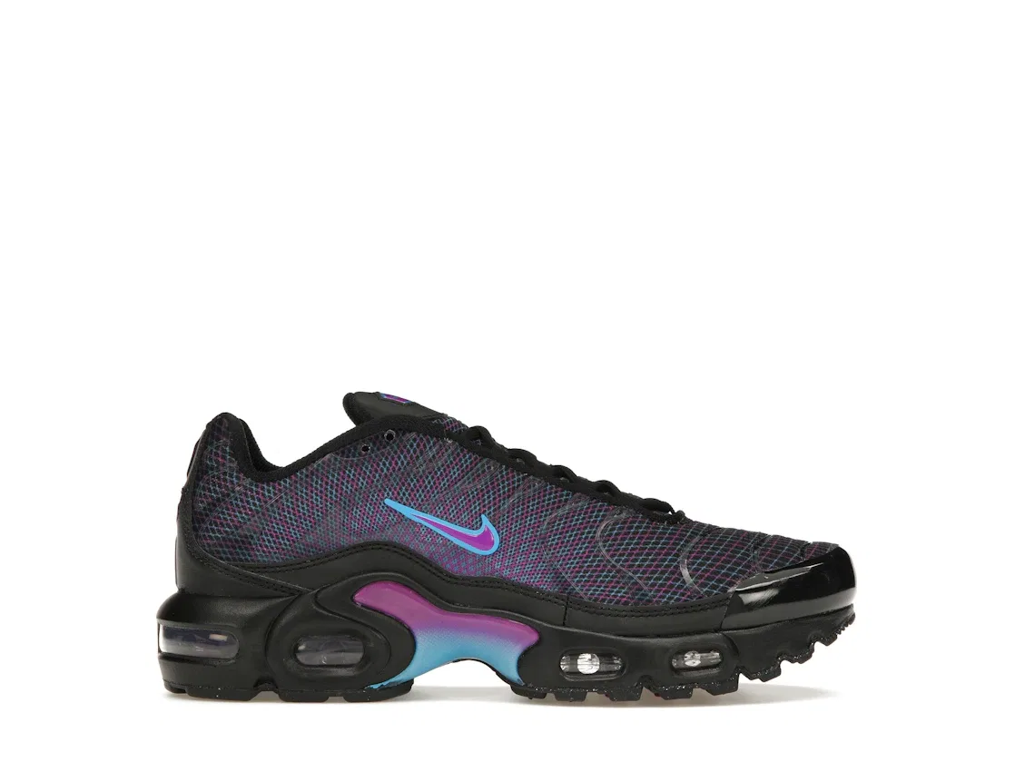 Детские кроссовки для мальчиков и девочек с амортизацией Nike Air Max Plus Spirograph (GS) Nike, Black/Baltic Blue/Vivid Purple