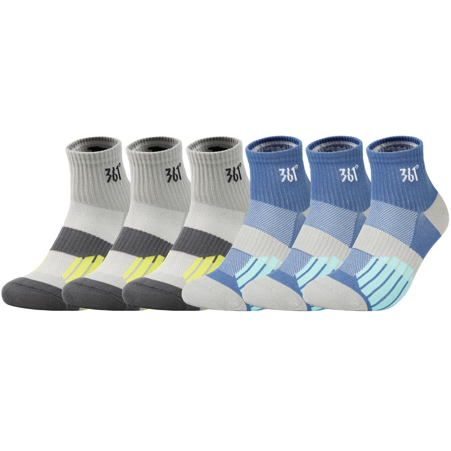 Детские носки с принтом, комплект из 6 пар, 361°, Gray 3+Blue 3