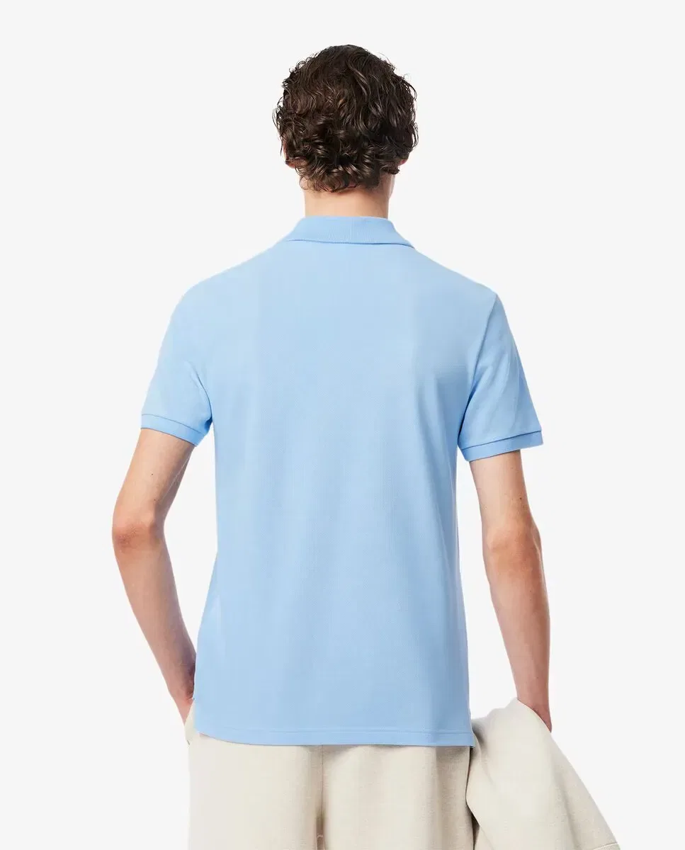 Мужское поло Lacoste L.12.12 с коротким рукавом, хлопковое пике, Azul Celeste — фото 2