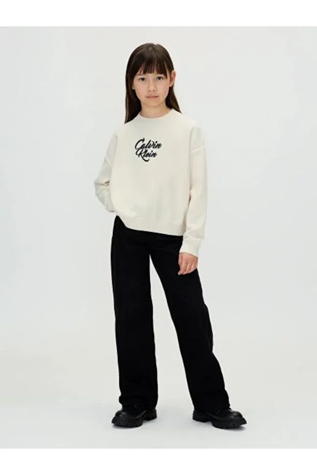 Детские свитшот для девочек с круглым вырезом Calvin Klein, Gray — фото 3