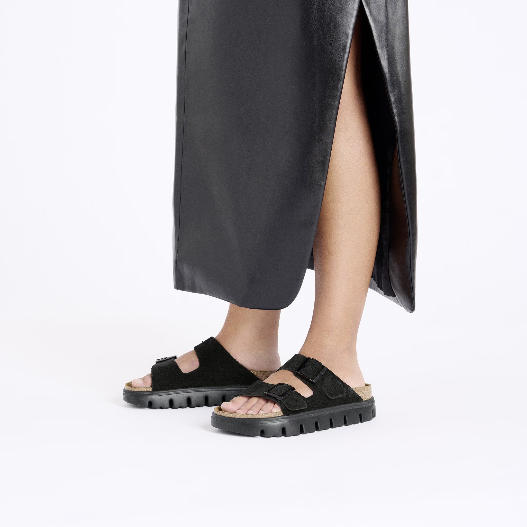 Сандалии Birkenstock Arizona Papillio Platform Suede Leather 1028403, черный — фото 3