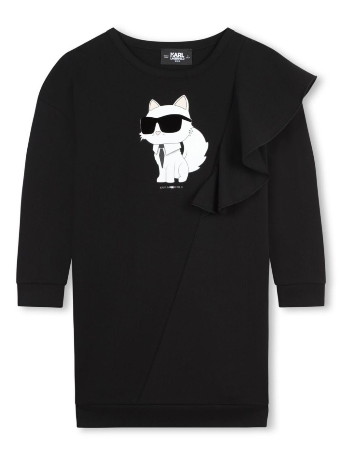 

Karl Lagerfeld Kids платье с круглым вырезом и принтом Choupette, черный
