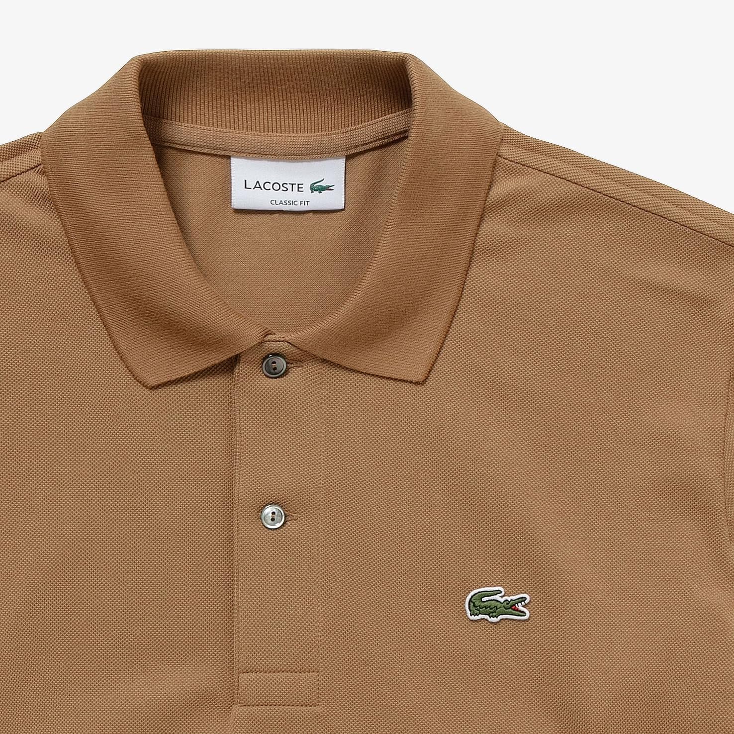 Официальная поло-рубашка Lacoste Original Fit с длинным рукавом, модель L1312, коричневый — фото 3