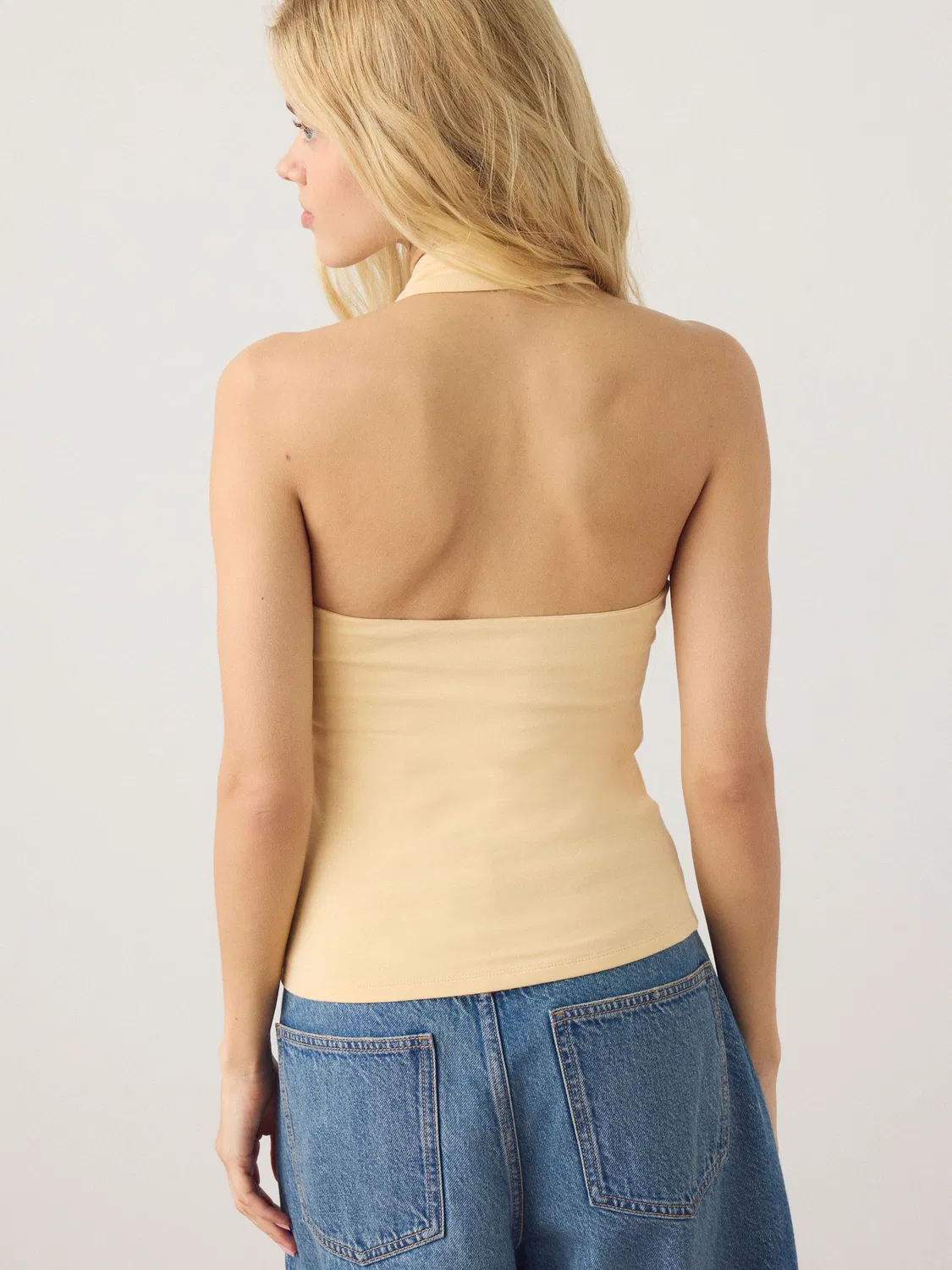 Топ халтер с воротником, модель Collar Halter Neck Top Next, желтый — фото 4
