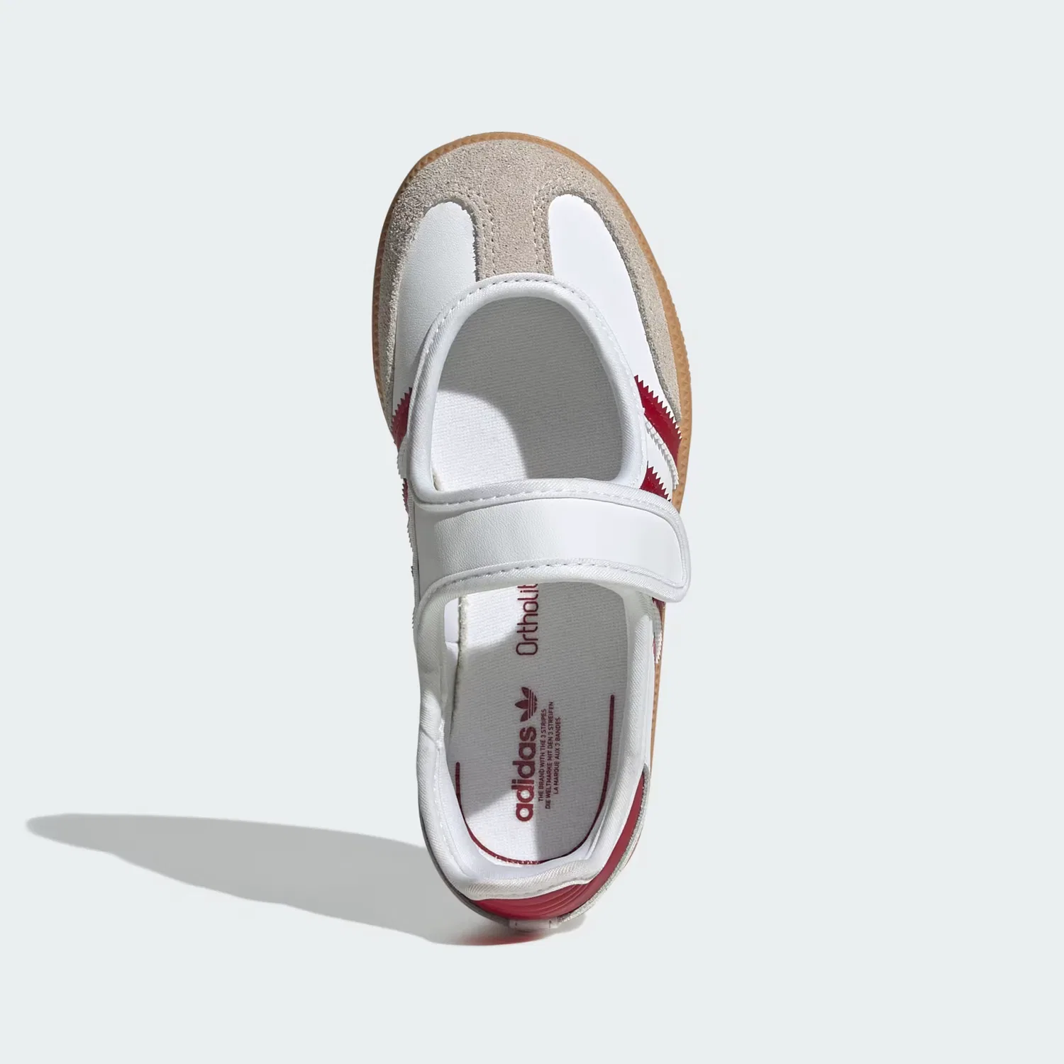 Детские кроссовки на липучке Samba Jane Adidas Originals, белый/красный/гум — фото 2