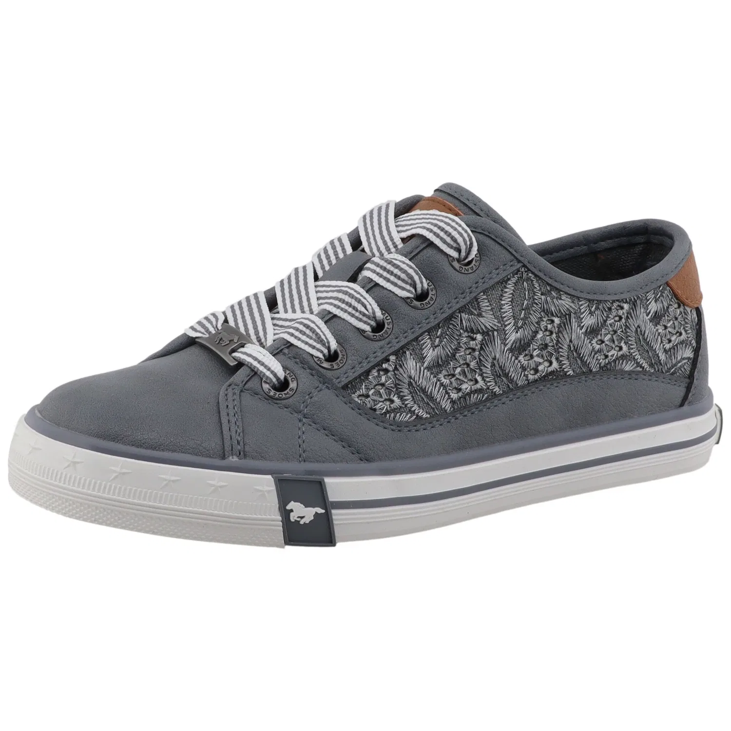 Детские кроссовки на шнуровке с цветочной вышивкой Mustang Shoes, Jean Blue