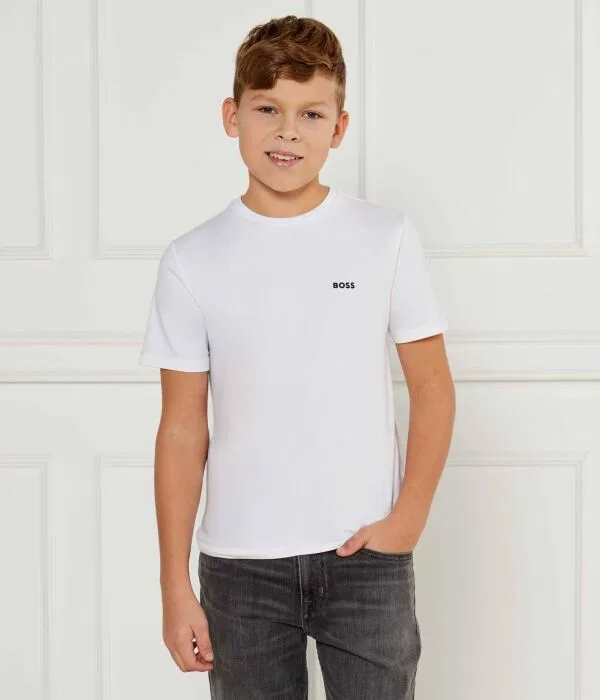 Детский комплект футболок для мальчиков из двух штук Slim Fit BOSS Kidswear, белый — фото 3