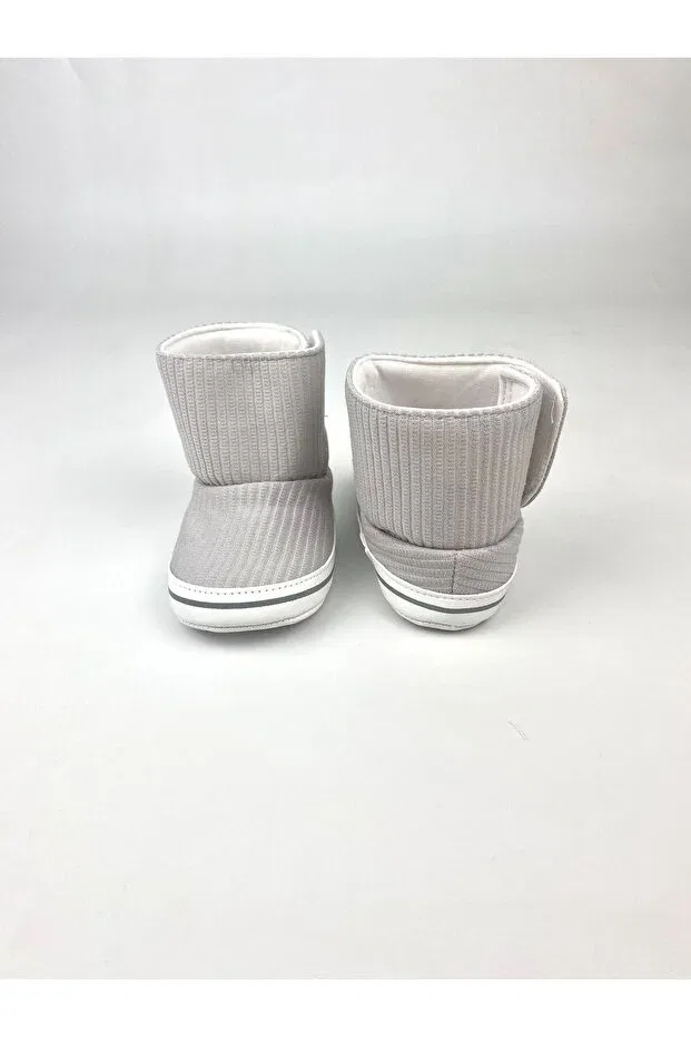 Детские пинетки-сапожки с принтом Baby panduf booties Bebekyol, Gray — фото 3