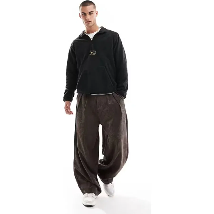 Свитшот мужской с полузамком Nike Air Half-Zip Fleece, Черный — фото 4
