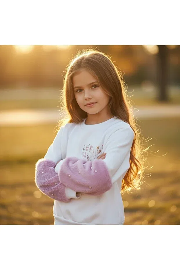 Детские свитшот для девочек с принтом Fesshera Kids, White — фото 3