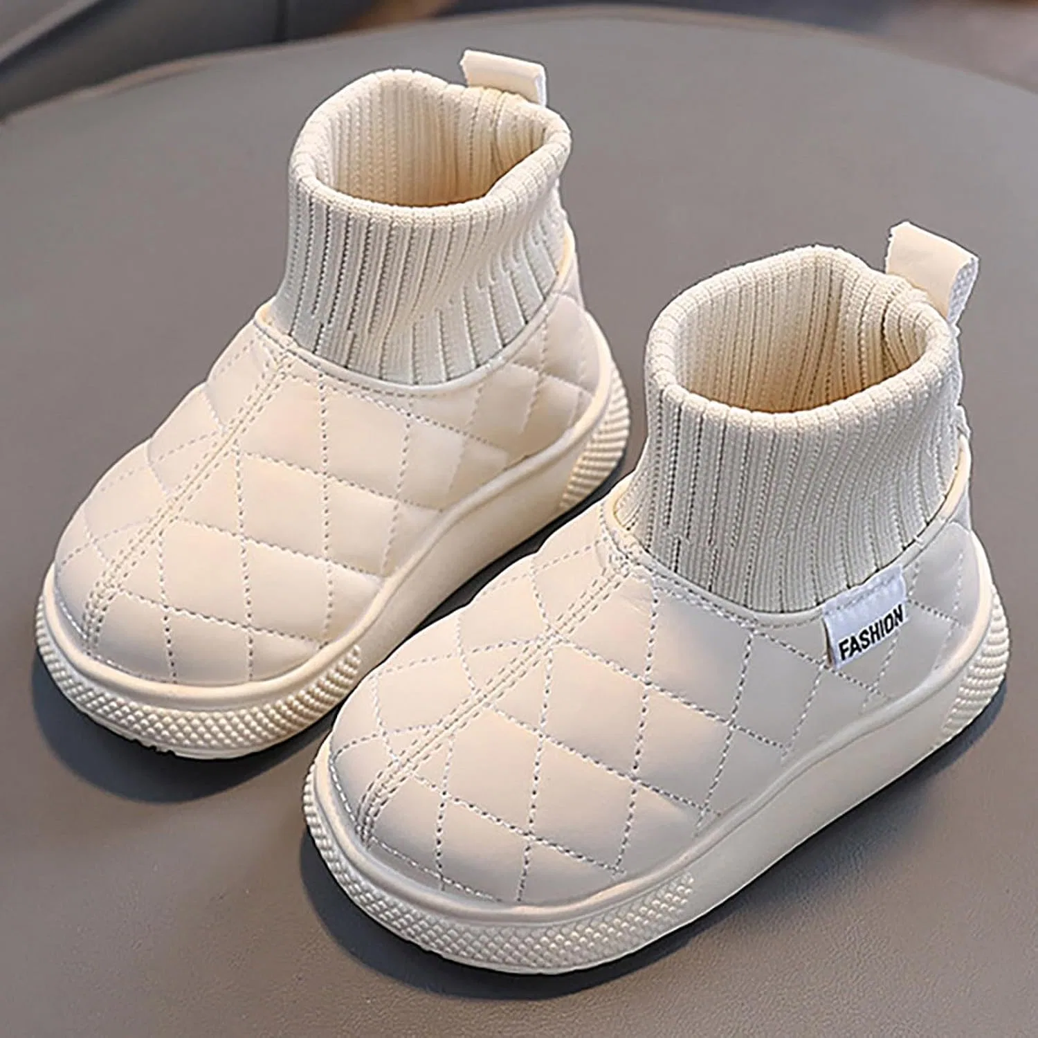 Детские зимние сапоги для девочек с мехом SHOPESSA, Beige — фото 3