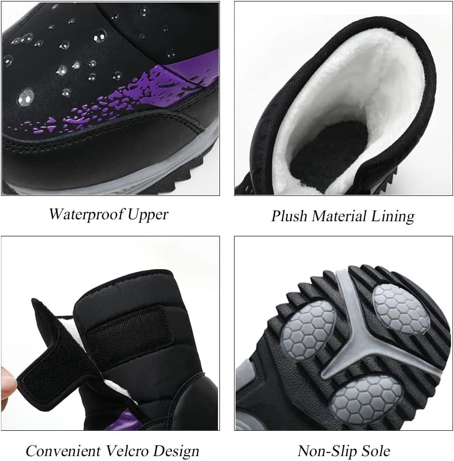 Детские зимние ботинки с флисовой подкладкой High-Top Boots GEXECEUSS, Blackpurple — фото 3