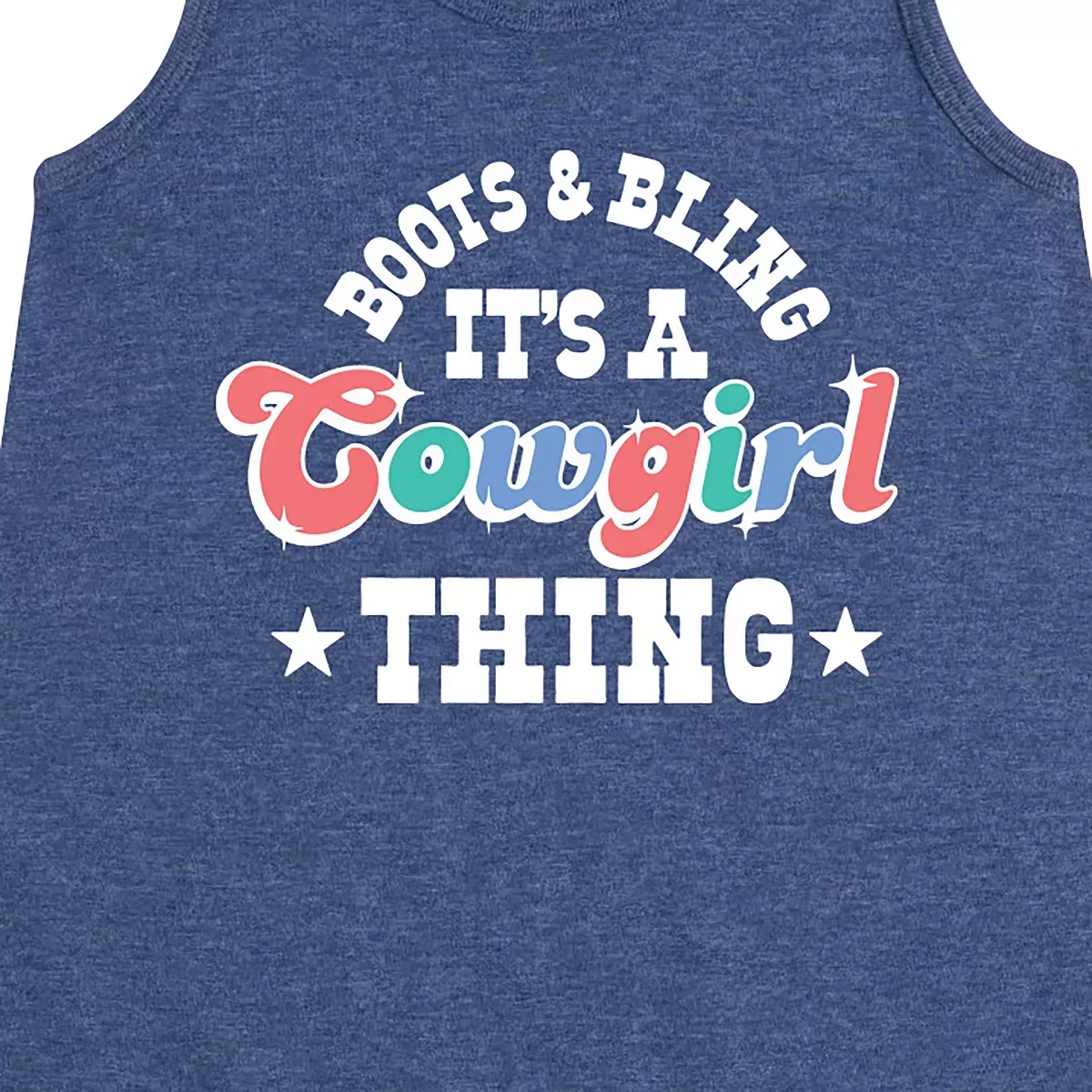 Детское платье-трапеция для девочек без рукавов It's A Cowgirl Thing Instant Message, Heather Navy — фото 2