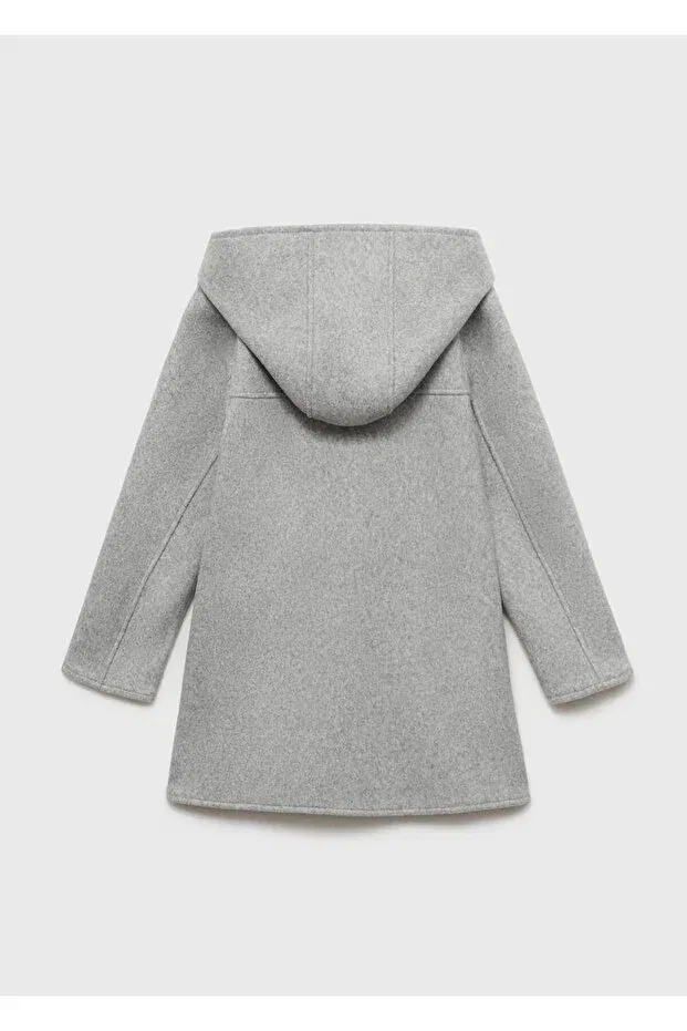 Детское пальто для девочек с капюшоном Mango Kids, Gray — фото 2