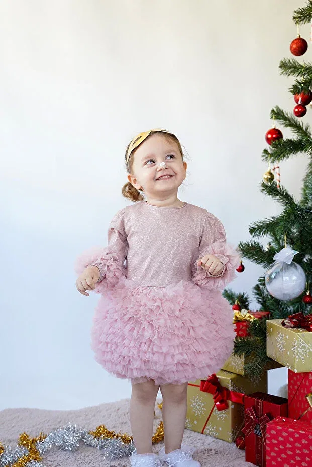 Детское платье для девочек с длинным рукавом Alyra, Pink — фото 3