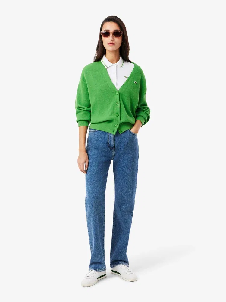 Футболка поло LACOSTE White, Slim Fit, с пипингом — фото 4