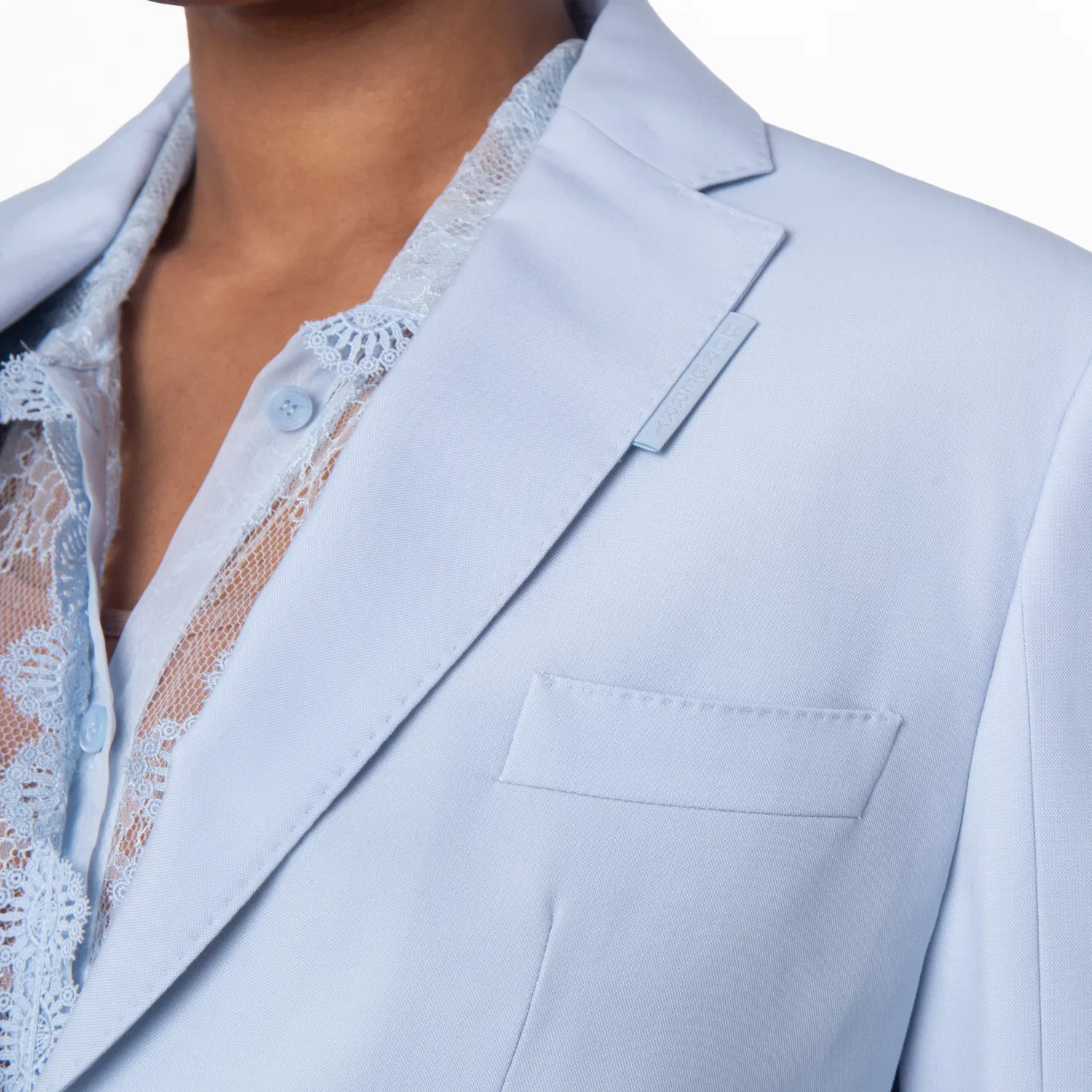 Женский шерстяной блейзер с вырезом Ladies Pale Blue Wool Step-through Blazer Burberry, Pale Blue — фото 2