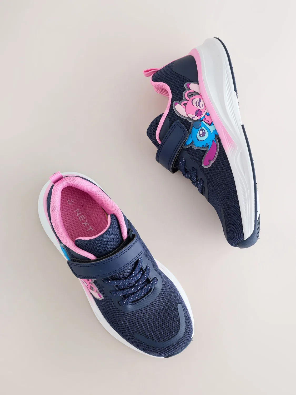 Кроссовки на шнуровке с эластичными вставками, Lilo & Stitch Next, Navy/Pink — фото 3