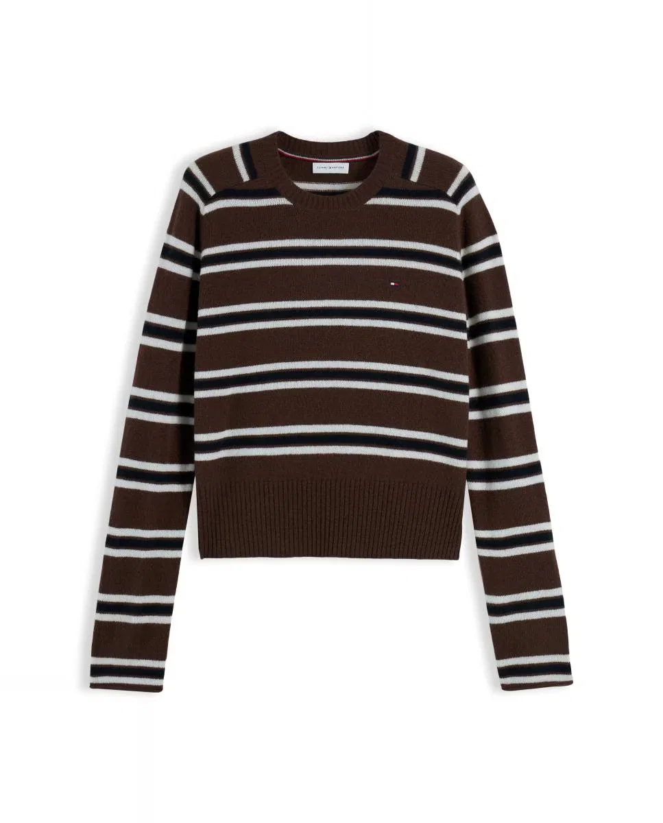 Женский джемпер из шерсти, Tommy Hilfiger, темно-коричневый