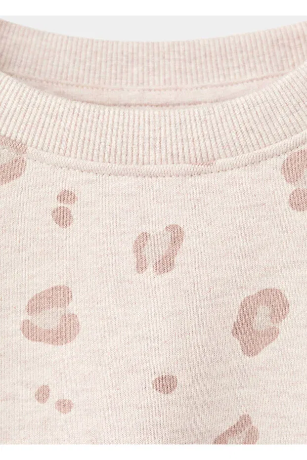 Детские свитшот для девочек хлопковый с принтом Mango Kids, Sand Beige — фото 4