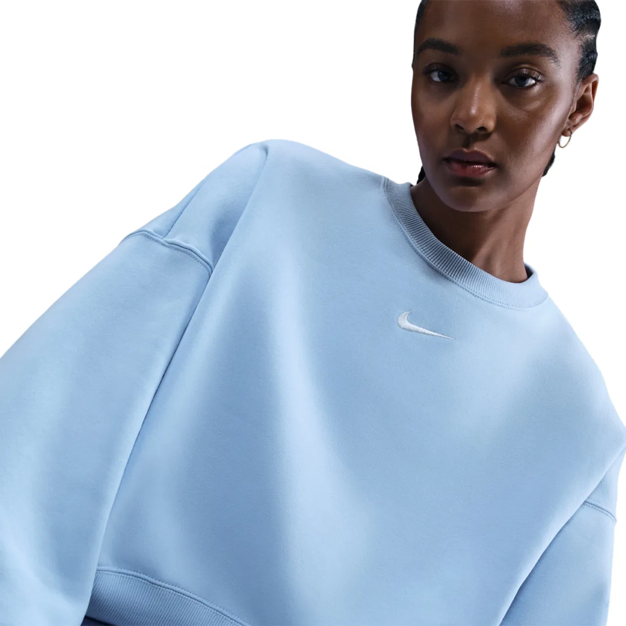 Женская флисовая кофта Nike NSW Style Fleece Crew, цвет Sail/Celestine Blue — фото 3