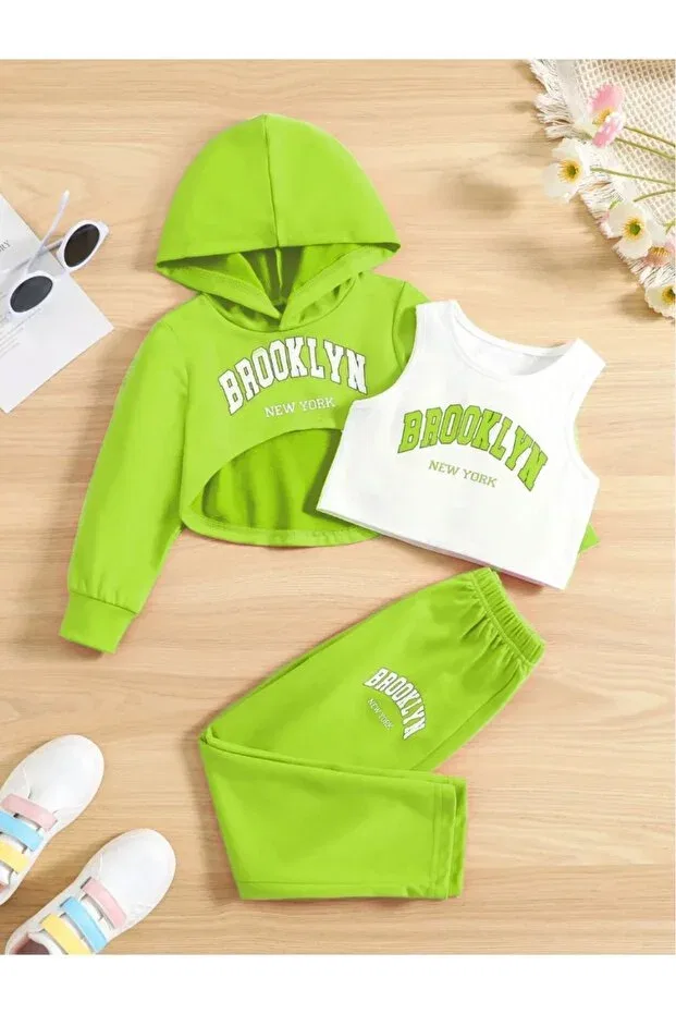 Детский спортивный комплект с принтом Sportswear Machetta, Phosphor Green