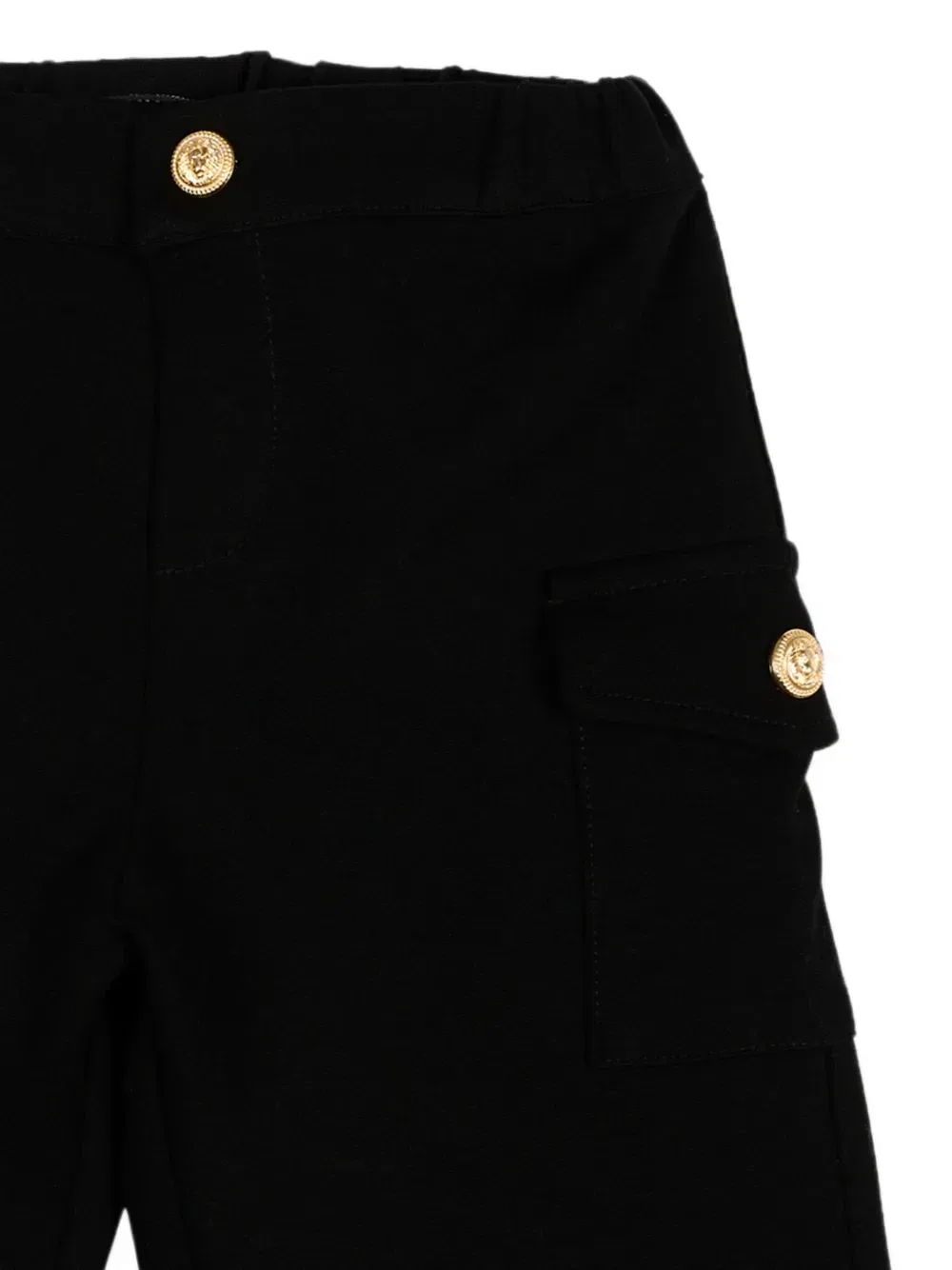 Карго-брюки с логотипом на пуговицах Balmain Kids, черный — фото 3