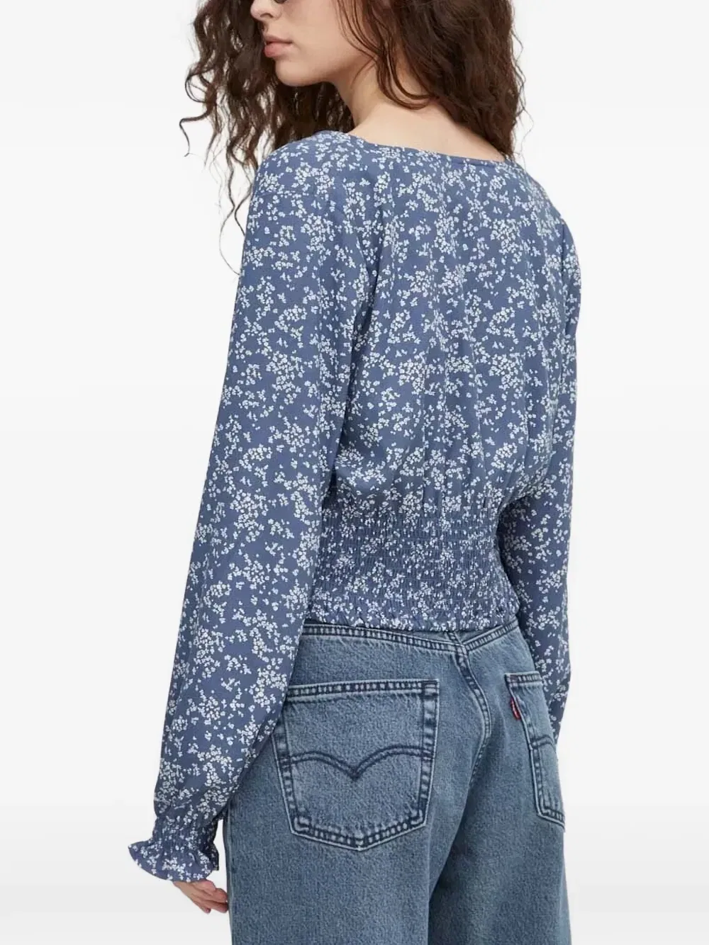 Блузка Tamara с V-образным вырезом и цветочным принтом Levi's, синий — фото 3