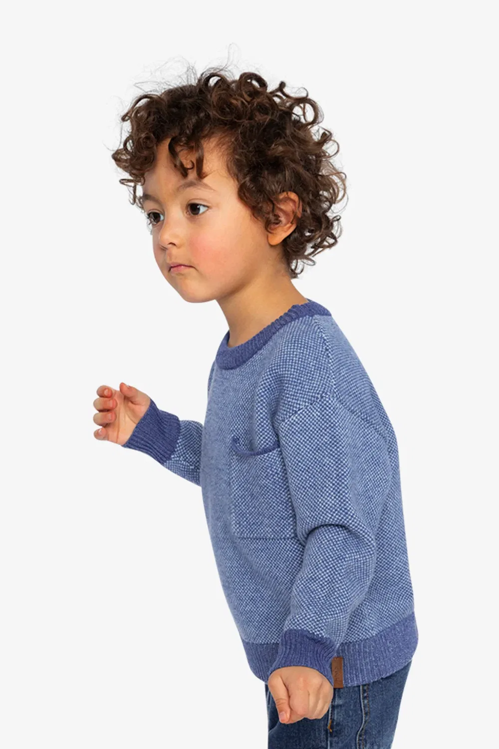 Детский свитер с фактурным узором Deux par Deux, Blue Knit — фото 3