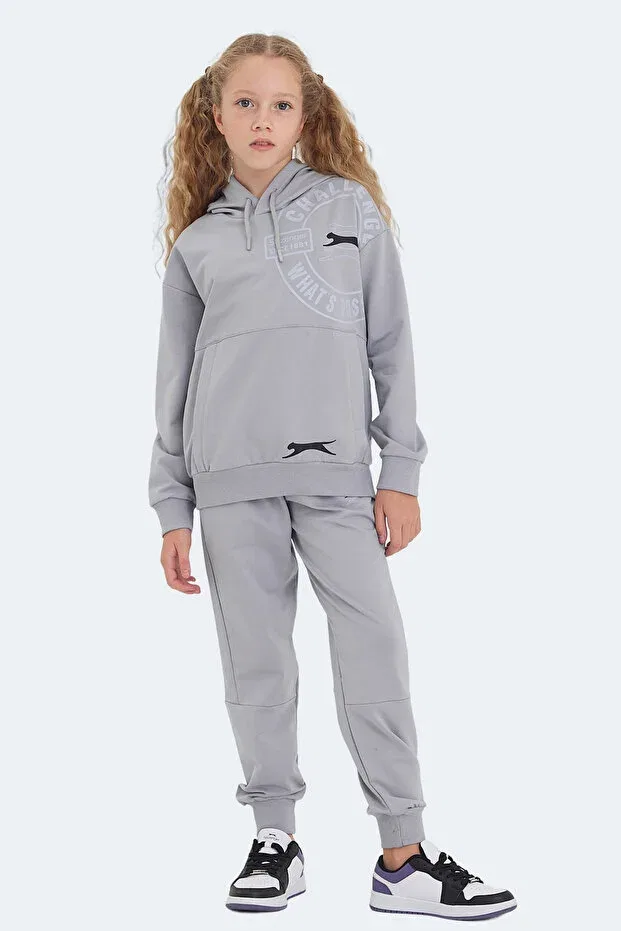 Детский спортивный комплект для девочек с капюшоном Slazenger, Stone Gray