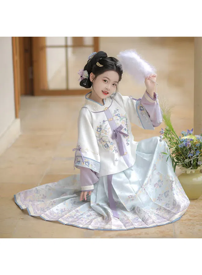 Костюм в китайском стиле с юбкой Qibao Hanfu Flag Platinum, осенняя луна — фото 4
