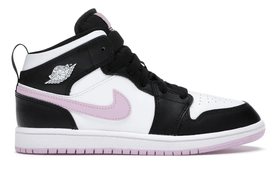 Детские кроссовки для активного отдыха Jordan 1 Mid Jordan, White/Black-Light Arctic Pink