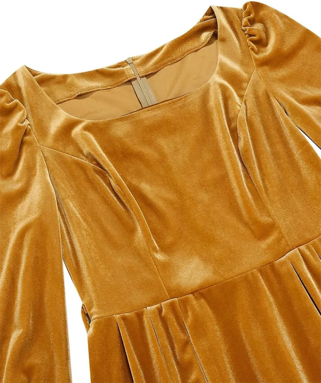 Женское платье мини с квадратным вырезом и поясом Swing Dress, Yellow — фото 4